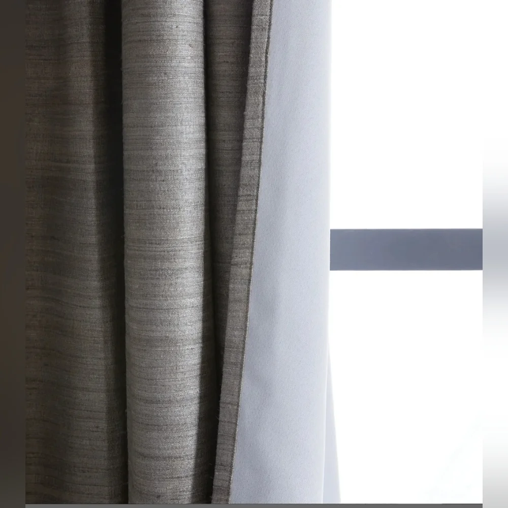 Quince Raw Silk Gray Blackout Curtains Set Of 2! 48"x108" (D91)_3